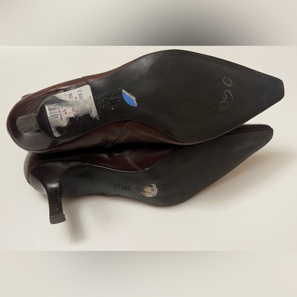 Anne Klein Leather Rich Brown Kitten Heeled Boots Chic Classy Workwear Preppy - Picture 6 of 16